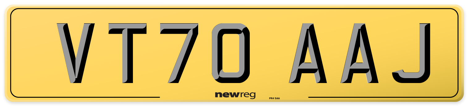 VT70 AAJ Rear Number Plate