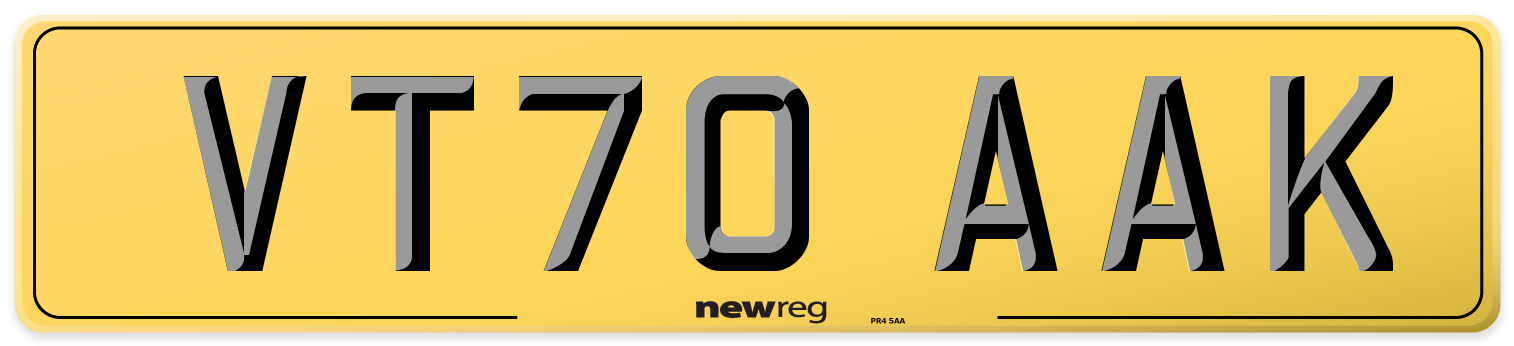 VT70 AAK Rear Number Plate