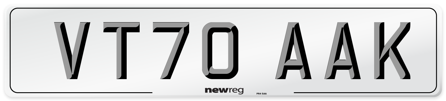 VT70 AAK Front Number Plate