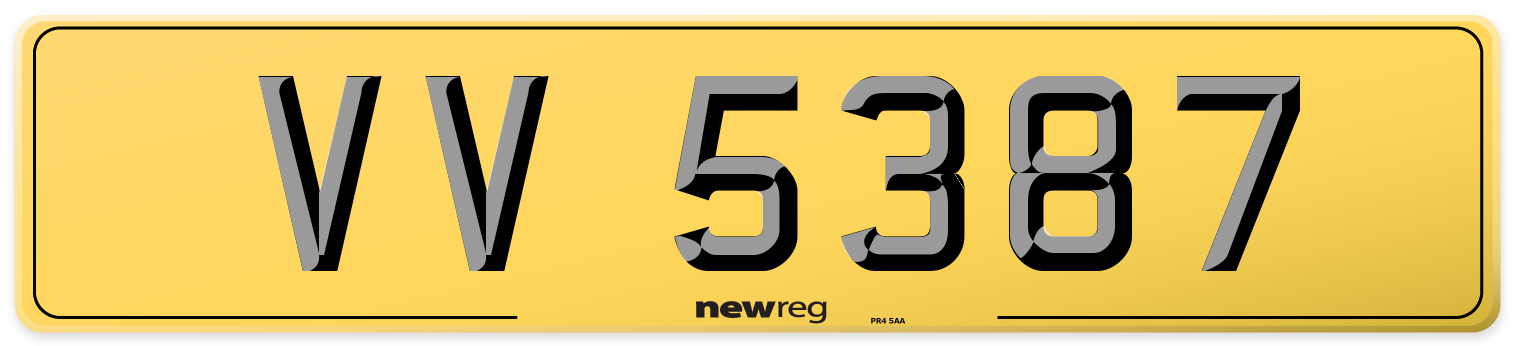 VV 5387 Rear Number Plate