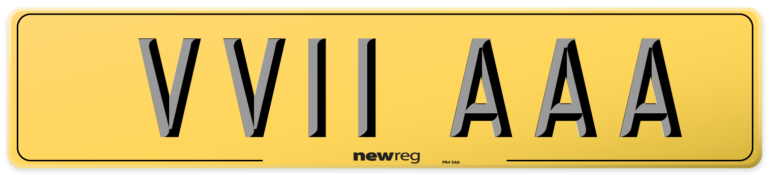 VV11 AAA Rear Number Plate