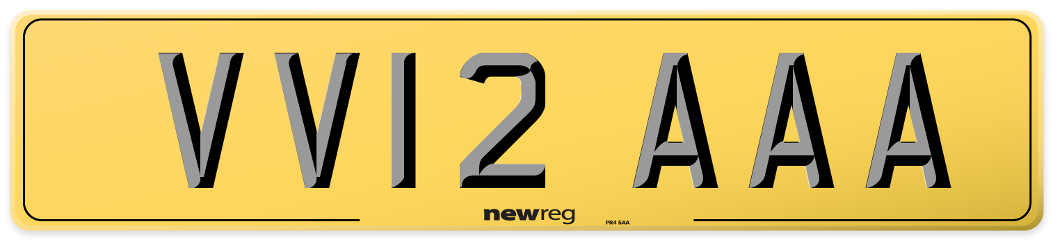 VV12 AAA Rear Number Plate