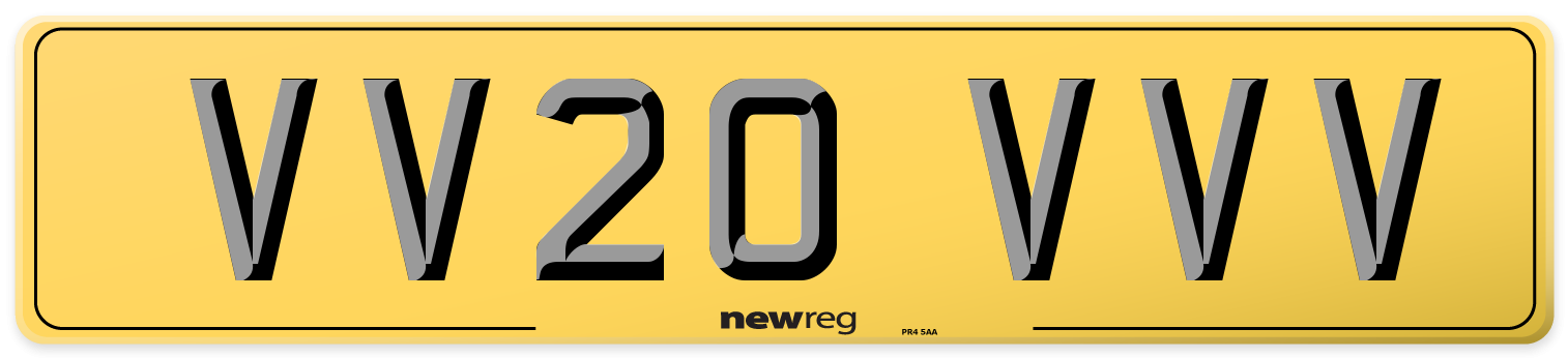 VV20 VVV Rear Number Plate