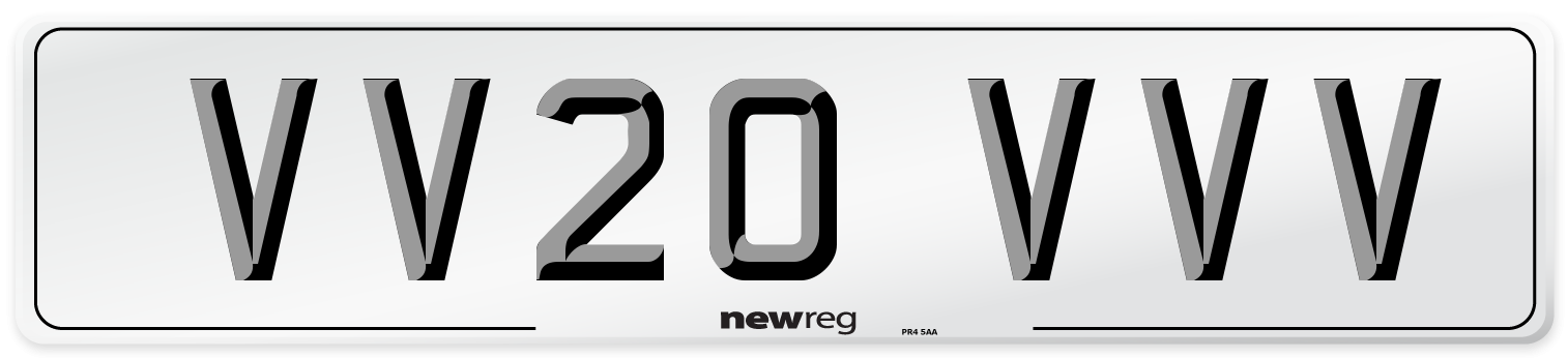 VV20 VVV Front Number Plate