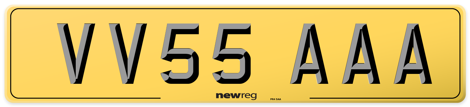 VV55 AAA Rear Number Plate