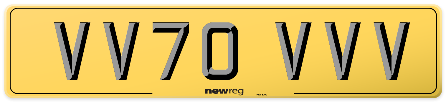 VV70 VVV Rear Number Plate