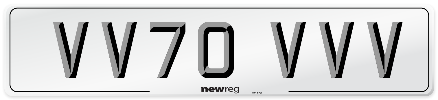 VV70 VVV Front Number Plate
