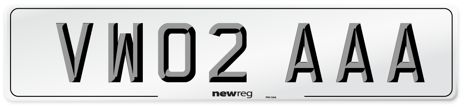 VW02 AAA Front Number Plate