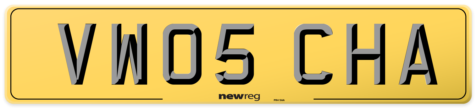 VW05 CHA Rear Number Plate