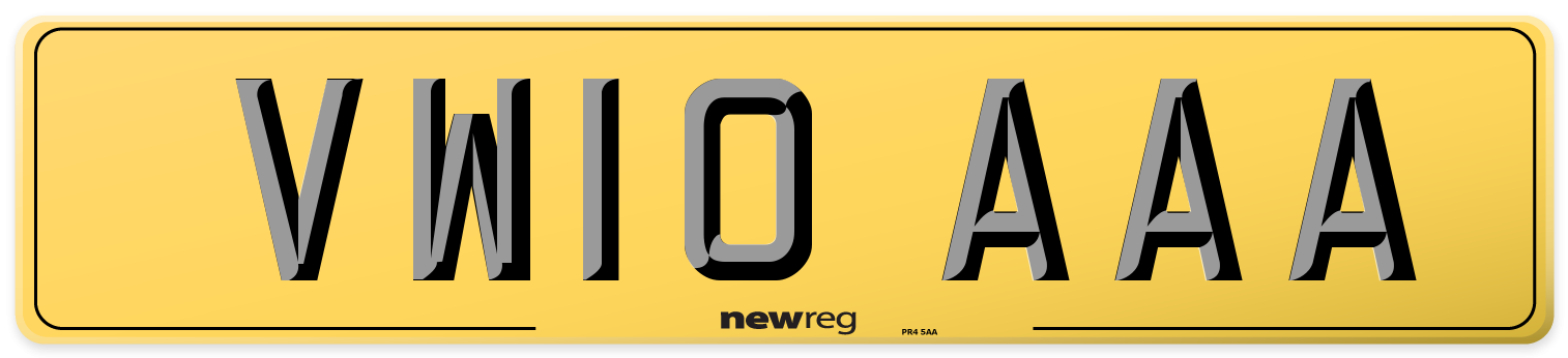 VW10 AAA Rear Number Plate