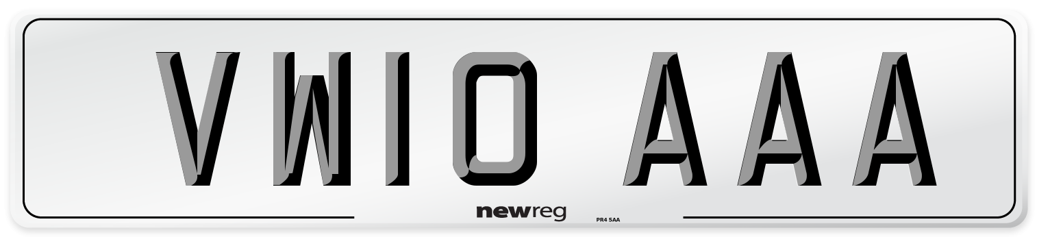 VW10 AAA Front Number Plate