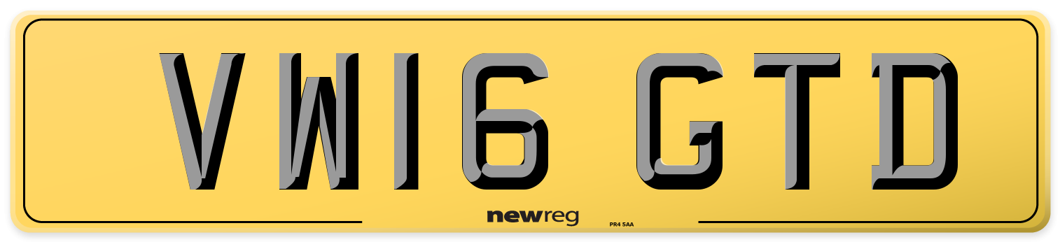 VW16 GTD Rear Number Plate