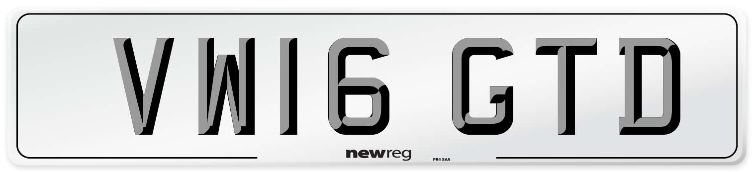 VW16 GTD Front Number Plate