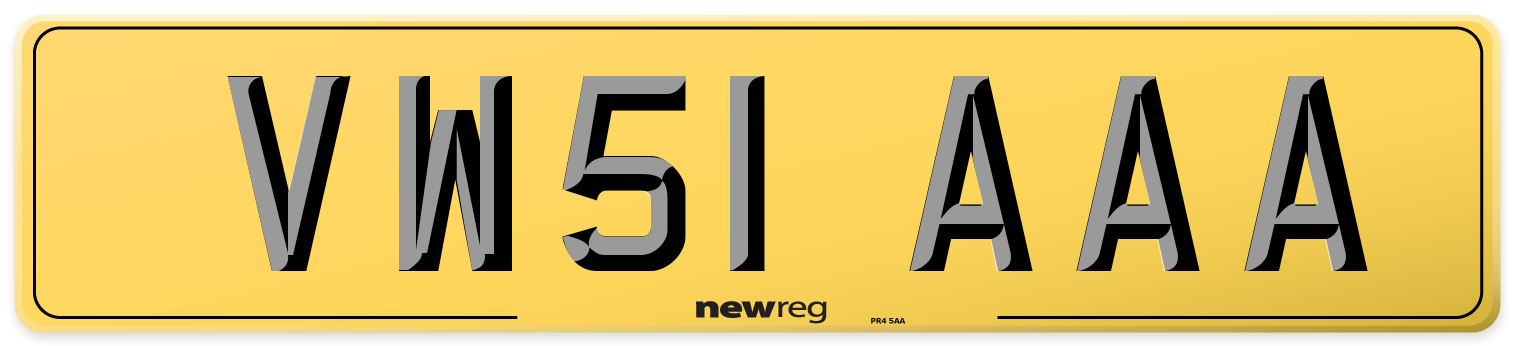 VW51 AAA Rear Number Plate