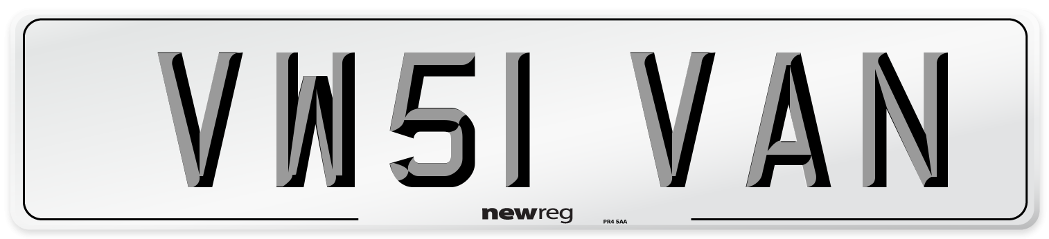 VW51 VAN Front Number Plate