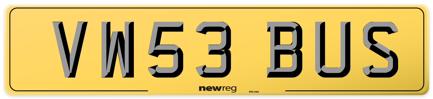 VW53 BUS Rear Number Plate