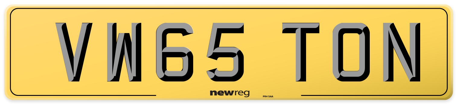 VW65 TON Rear Number Plate