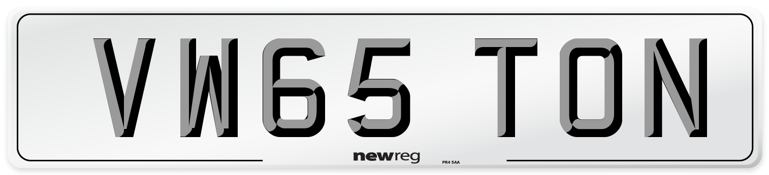 VW65 TON Front Number Plate