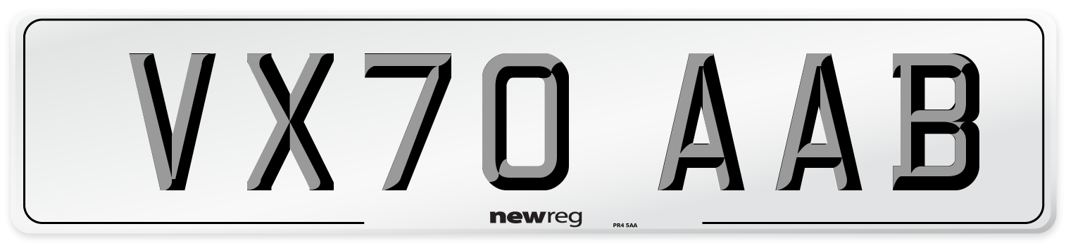 VX70 AAB Front Number Plate
