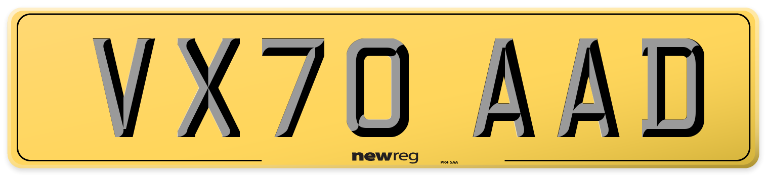 VX70 AAD Rear Number Plate