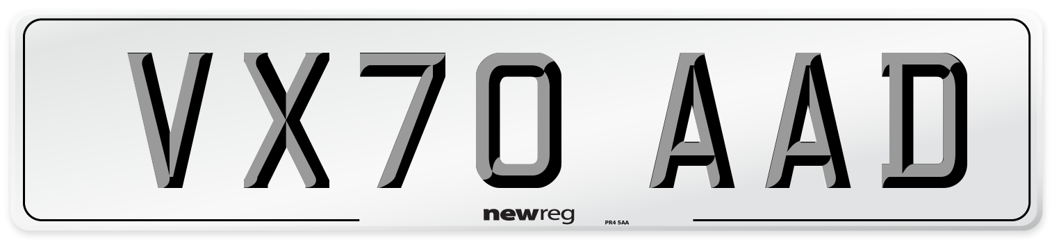 VX70 AAD Front Number Plate