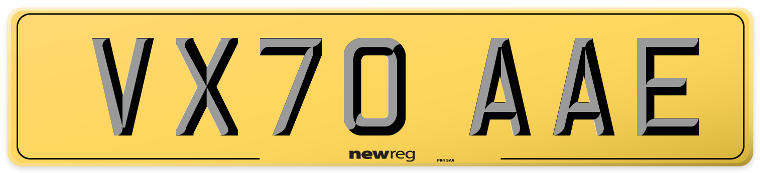 VX70 AAE Rear Number Plate