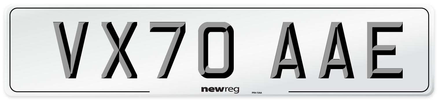 VX70 AAE Front Number Plate