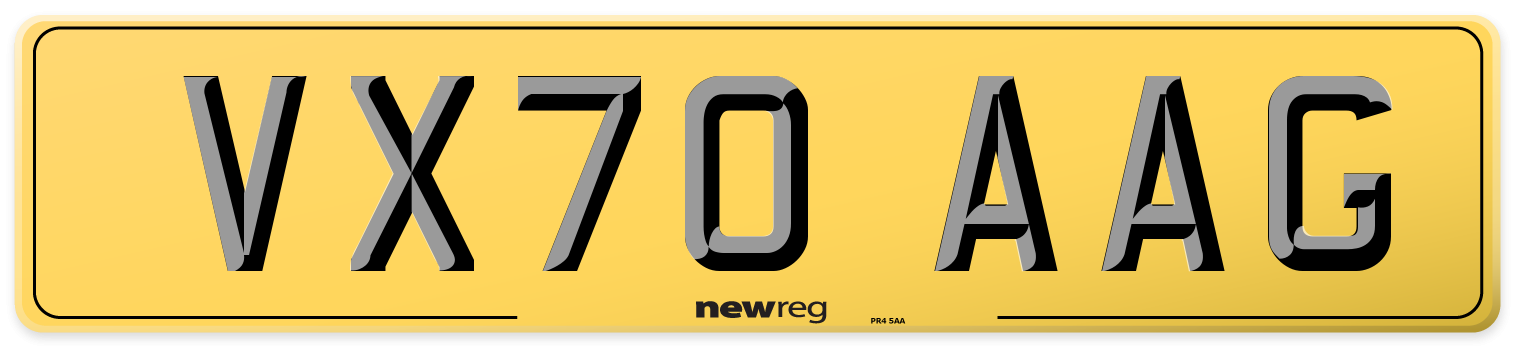 VX70 AAG Rear Number Plate