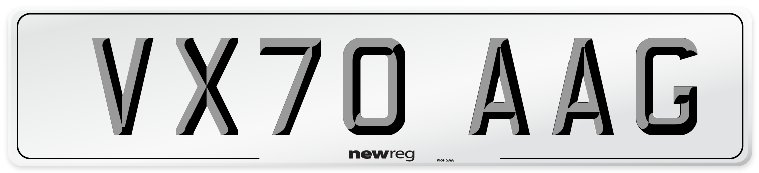 VX70 AAG Front Number Plate