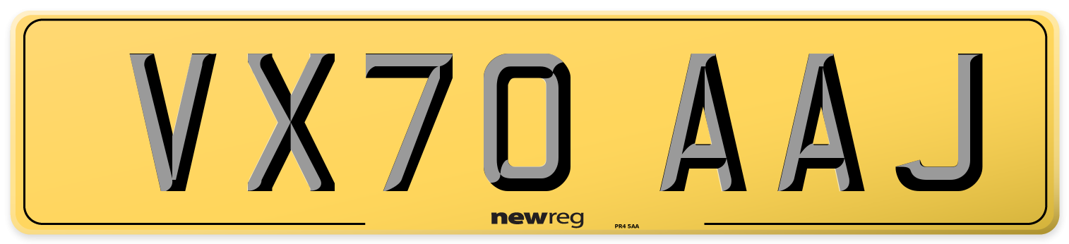 VX70 AAJ Rear Number Plate
