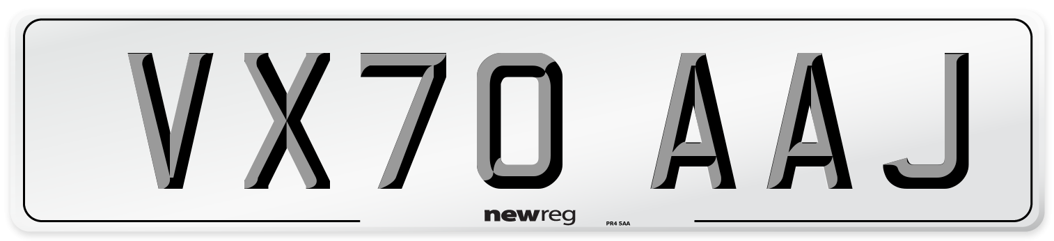 VX70 AAJ Front Number Plate