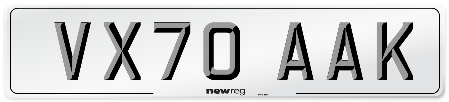 VX70 AAK Front Number Plate
