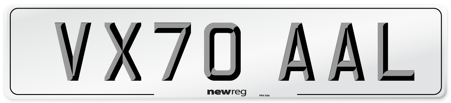 VX70 AAL Front Number Plate