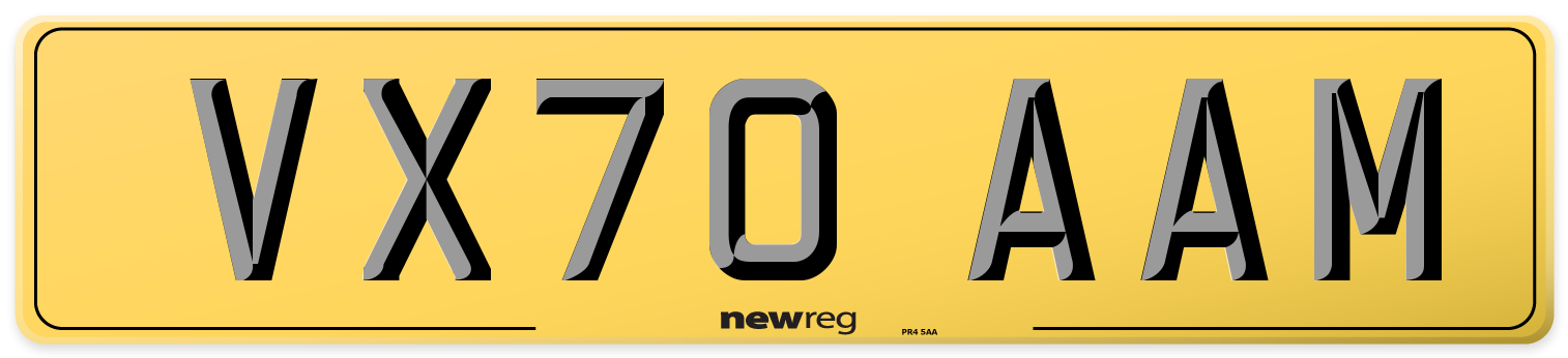 VX70 AAM Rear Number Plate