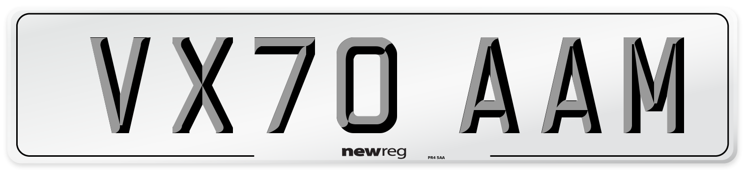 VX70 AAM Front Number Plate