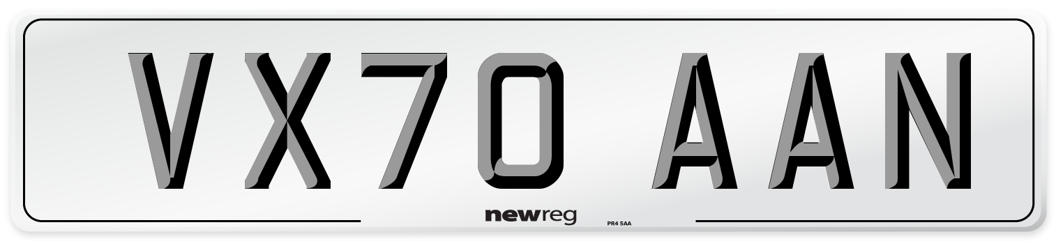 VX70 AAN Front Number Plate