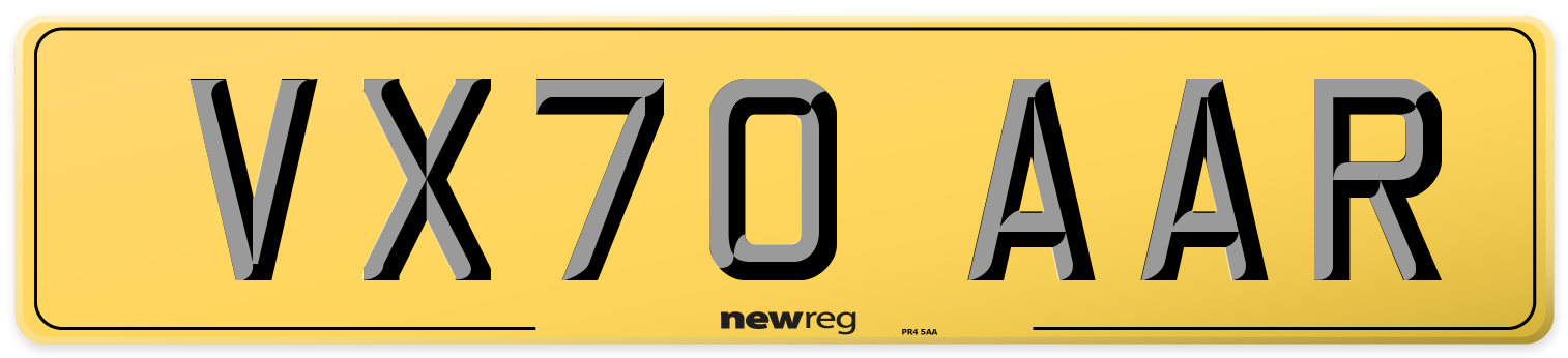 VX70 AAR Rear Number Plate