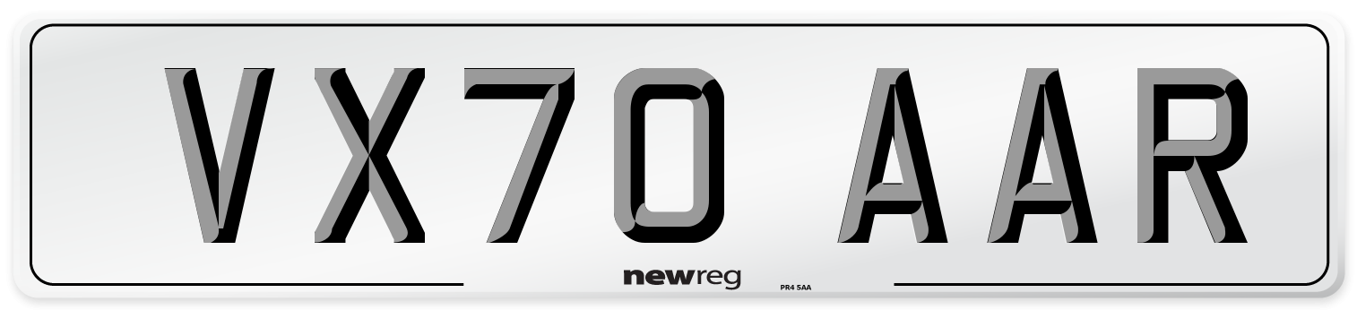 VX70 AAR Front Number Plate