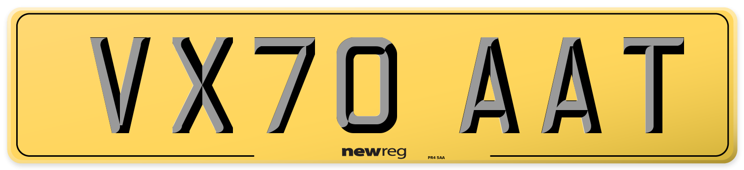 VX70 AAT Rear Number Plate