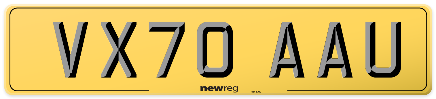 VX70 AAU Rear Number Plate