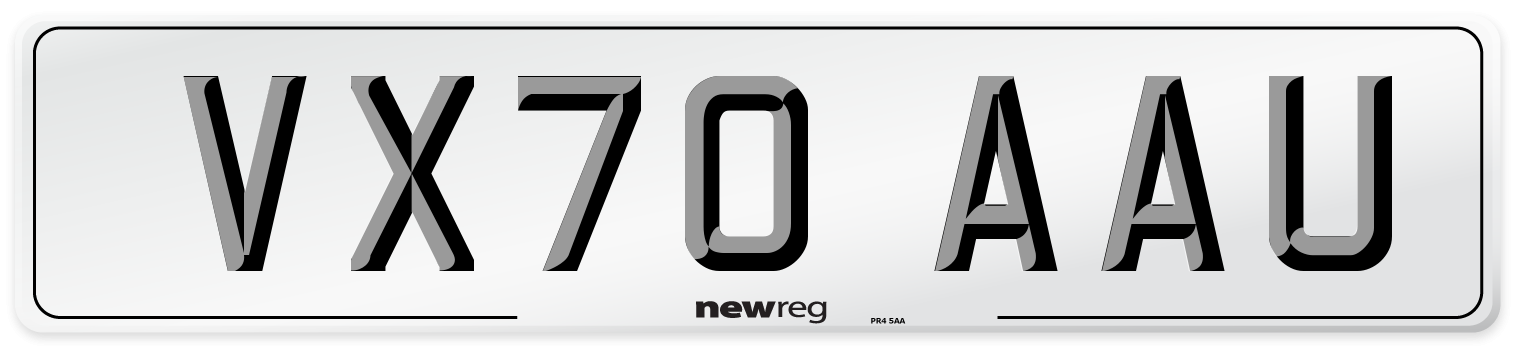 VX70 AAU Front Number Plate