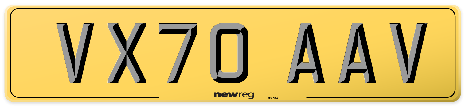 VX70 AAV Rear Number Plate