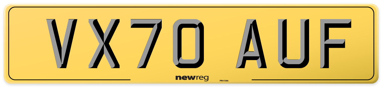 VX70 AUF Rear Number Plate