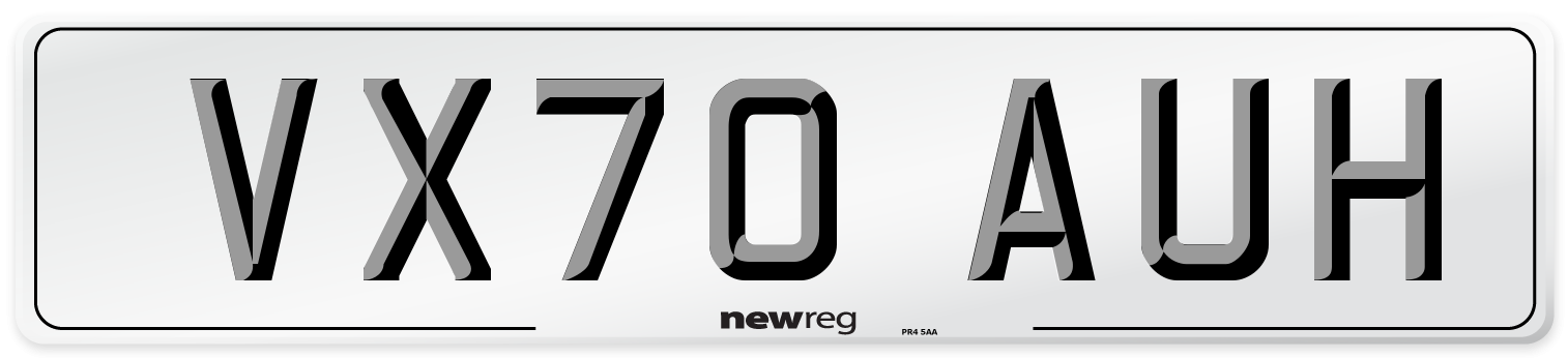 VX70 AUH Front Number Plate