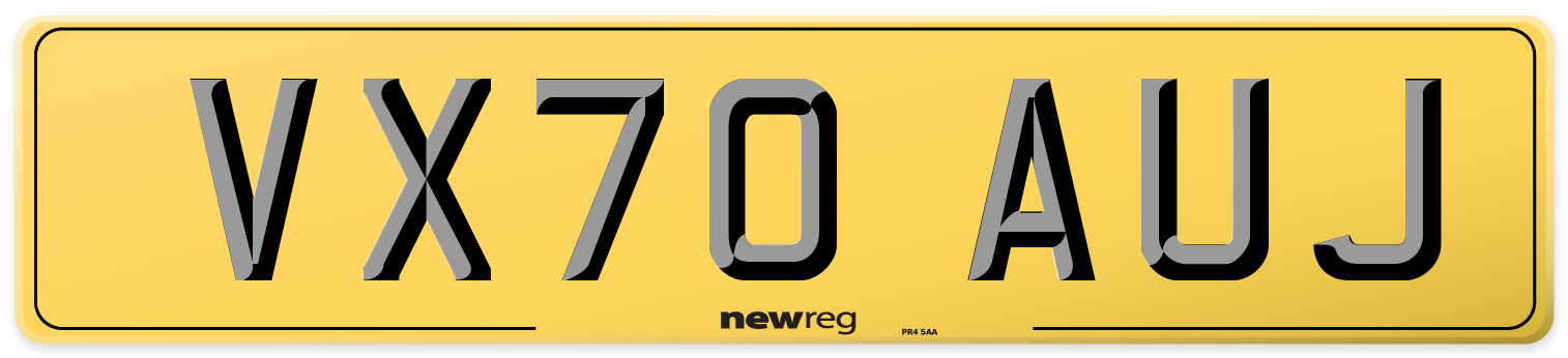 VX70 AUJ Rear Number Plate