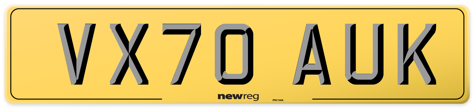 VX70 AUK Rear Number Plate