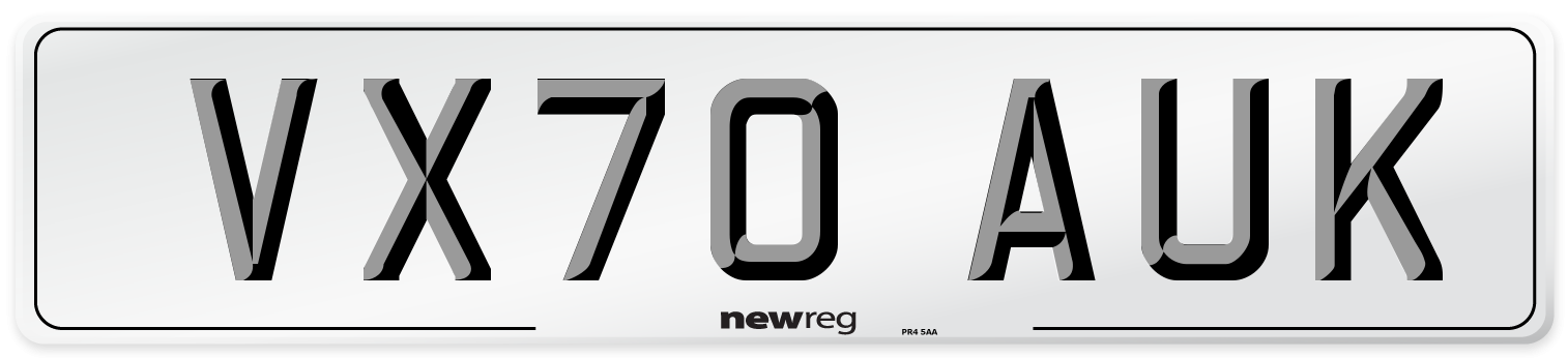 VX70 AUK Front Number Plate