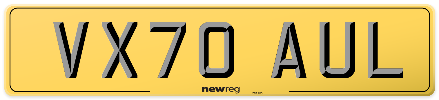 VX70 AUL Rear Number Plate