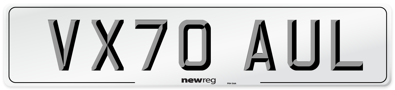 VX70 AUL Front Number Plate