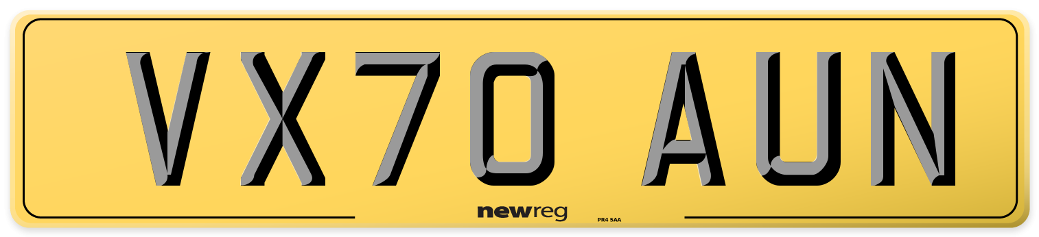 VX70 AUN Rear Number Plate